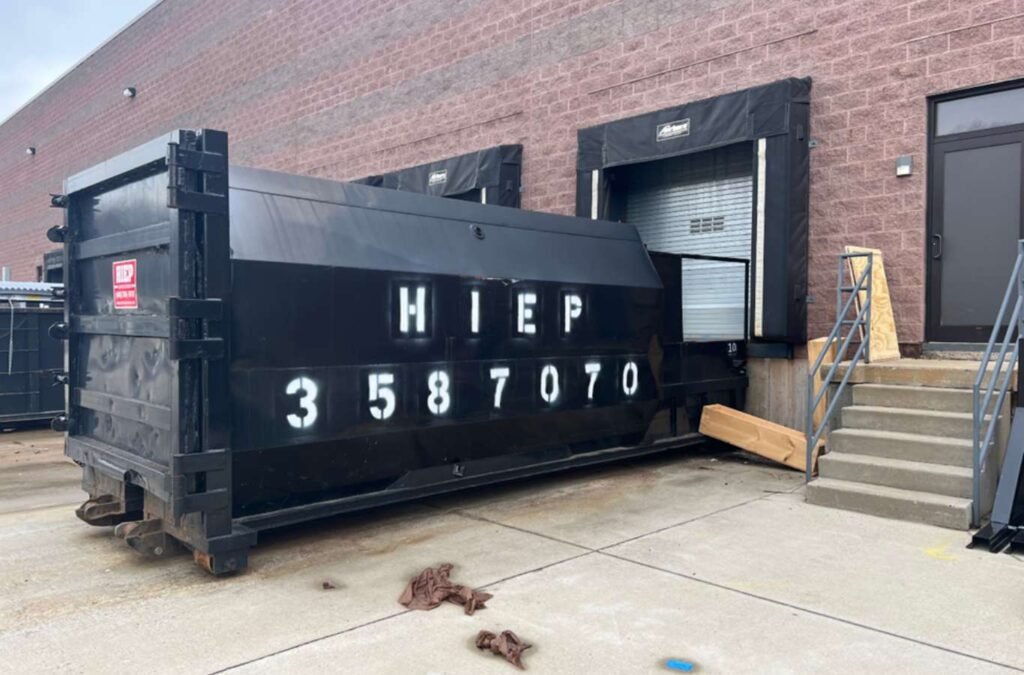 Eco-friendly, recycling dumpsters from Hiep Sanitation lined up in Orange County, NY, promoting sustainable waste disposal options, Dumpster Rental Near Me.